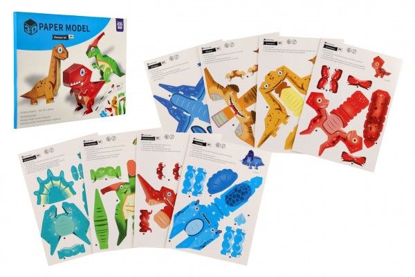 Modely 3D papírové dinosauři 8 ks v sáčku Teddies