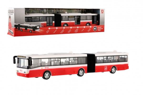 Autobus česky mluvící plast 36cm červený zpětný chod na bat. Teddies