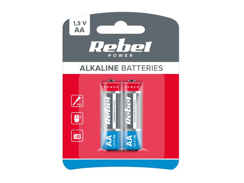 Baterie AA (R6) alkalická REBEL Alkaline Power 2BP BAT0067B