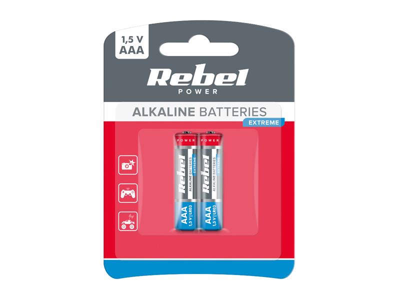 Baterie AAA (R03) alkalická REBEL EXTREME Alkaline Power 2BP BAT0090B