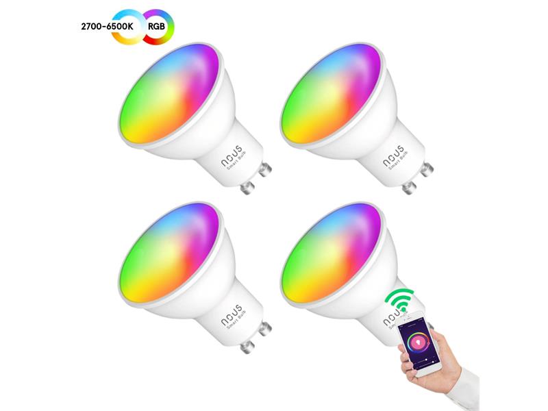 Smart sada LED žárovek GU10 4.5W RGB NOUS P8/4 WiFi Tuya