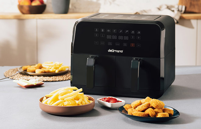 Fritéza DELIMANO BLACK s dvojitým košem