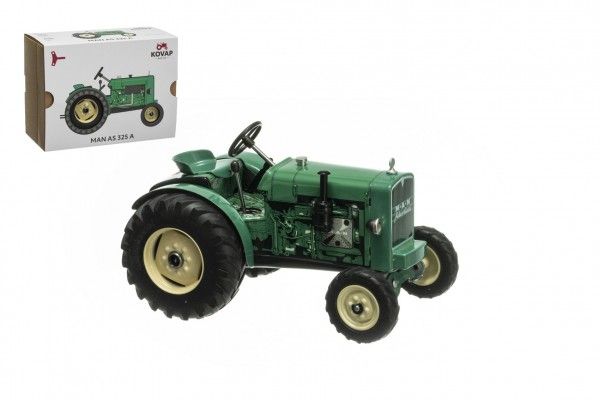 Traktor MAN AS 325A zelený na klíček kov 1:25 v krabici Kovap Teddies