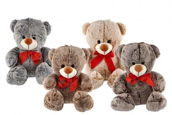 Medvěd sedící s mašlí plyš 35cm 4 barvy 0m+ Teddies