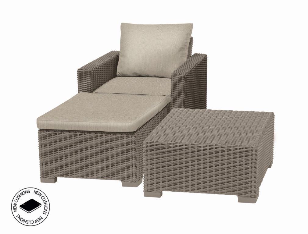 Keter set stůl + křeslo + podnožka California cappuccino 231730 Keter