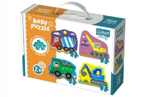 Puzzle baby Stavební Auta 4ks v krabici 27x19x6cm 2+ Teddies