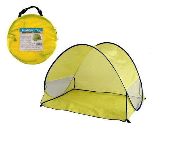 Stan plážový s UV filtrem 100x70x80cm samorozkládací polyester/kov obdelník žlutý v látkové tašce Teddies