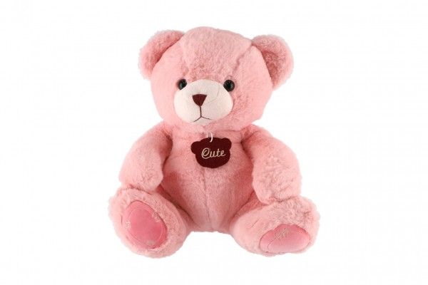 Medvěd sedící plyš 40cm růžový v sáčku 0+ Teddies