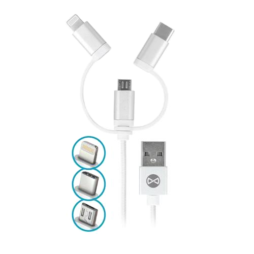 Kabel Forever USB 3v1 1m White