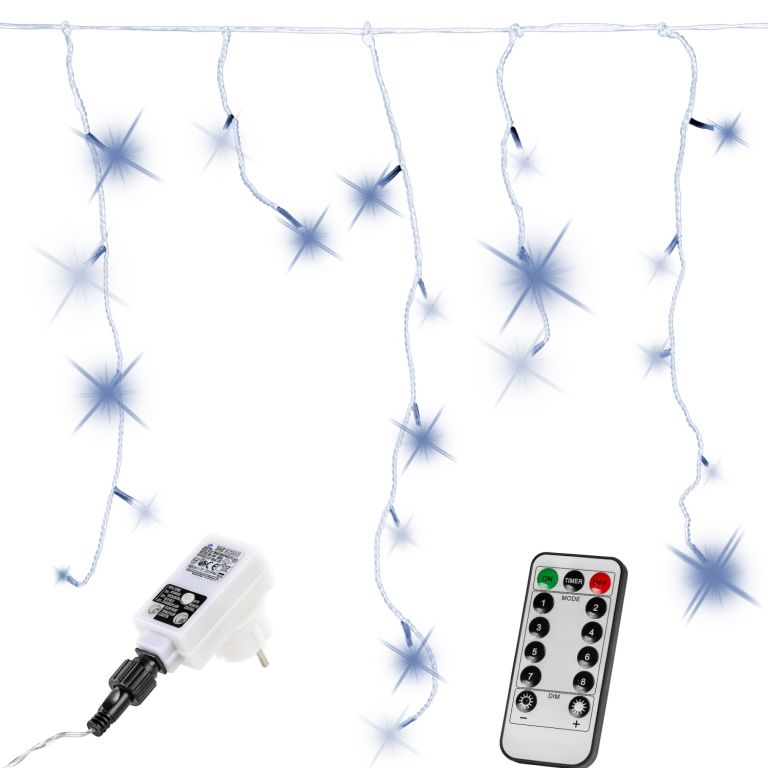 VOLTRONIC® 59796 Vánoční světelný déšť 600 LED studená bílá - 15 m + ovladač VOLTRONIC®