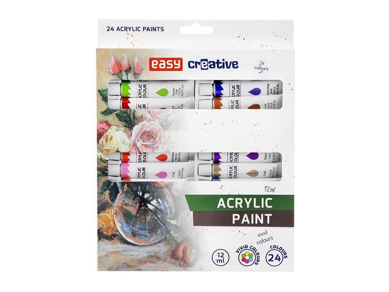 Akrylové barvy EASY CREATIVE 24 barev 12ml