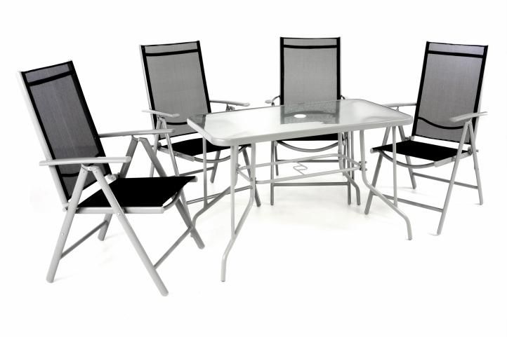 Garthen 40988 Zahradní skládací set stůl + 4 židle - černá Garthen