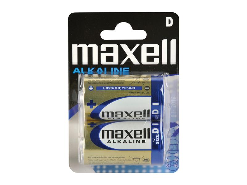 Baterie D (LR20) alkalická MAXELL 2ks / blistr