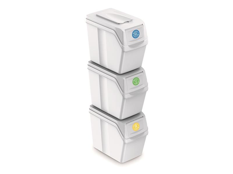 Koš na tříděný odpad SORTIBOX I 3x20l bílá