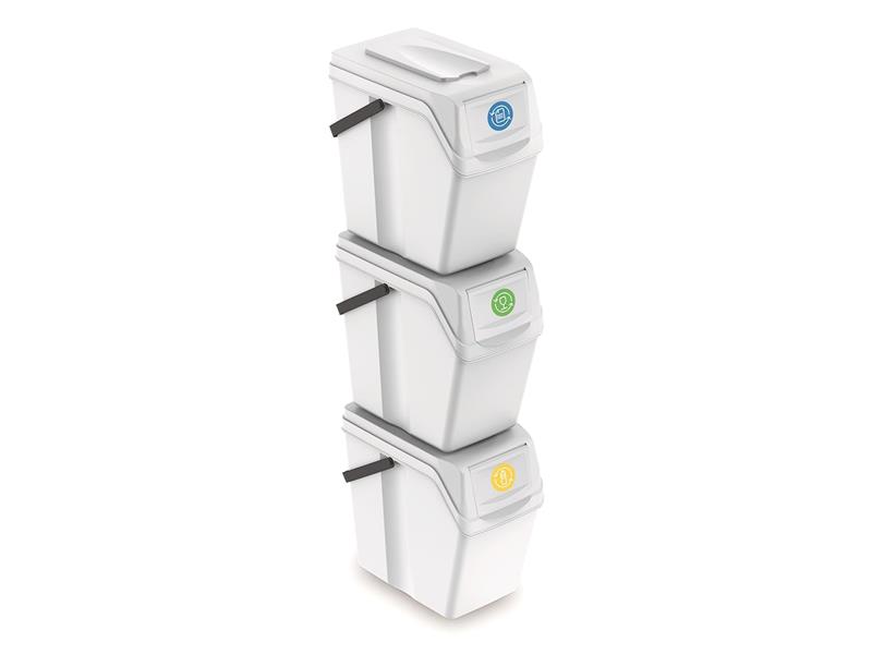 Koš na tříděný odpad SORTIBOX II 3x25l bílá