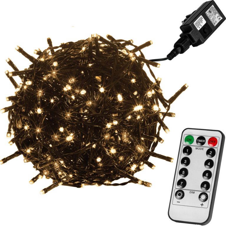 VOLTRONIC® 59754 Vánoční LED osvětlení 5 m - teple bílá 50 LED + ovladač - zelený kabel VOLTRONIC®
