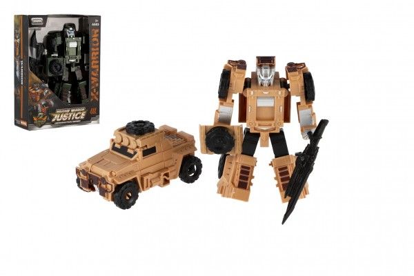 Transformer auto/robot vojenský 14cm v krabičce 13x18x5cm Teddies