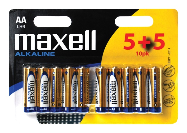Baterie AA (R6) alkalická MAXELL (blistr 10ks) - rozbaleno - bez originálního obalu