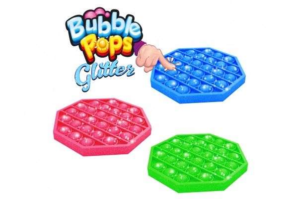 Bubble pops - Praskající bubliny s glitry silikon antistresová spol. hra 3 barev 12