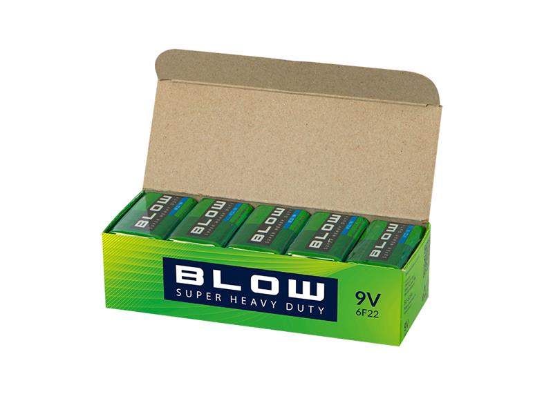 Baterie 9V (6LR61) Zn-Cl BLOW Super Heavy Duty 10x 1ks / blistr