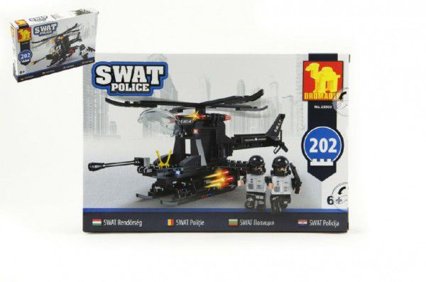 Teddies Dromader SWAT Policie 52008 Stavebnice Vrtulník 202ks plast v krabici 32x21