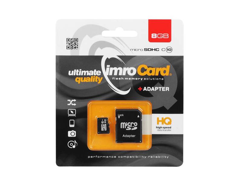 Paměťová karta IMRO Micro SD 8GB Cl10 s adaptérem