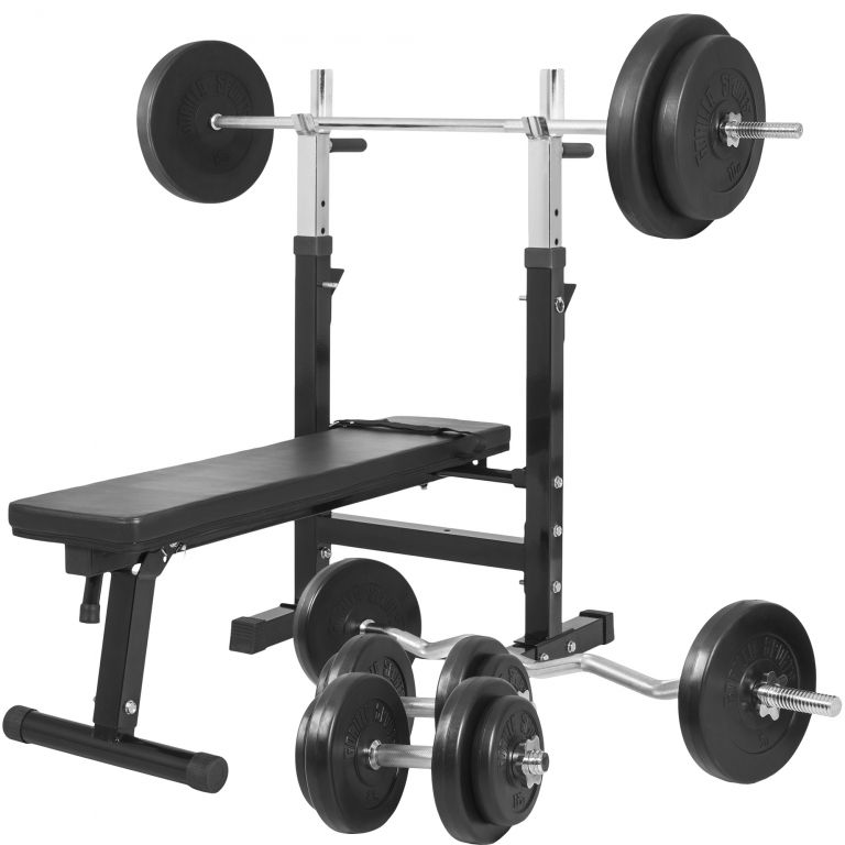 Gorilla Sports Posilovací lavice + nakládací set 100 kg Gorilla Sports