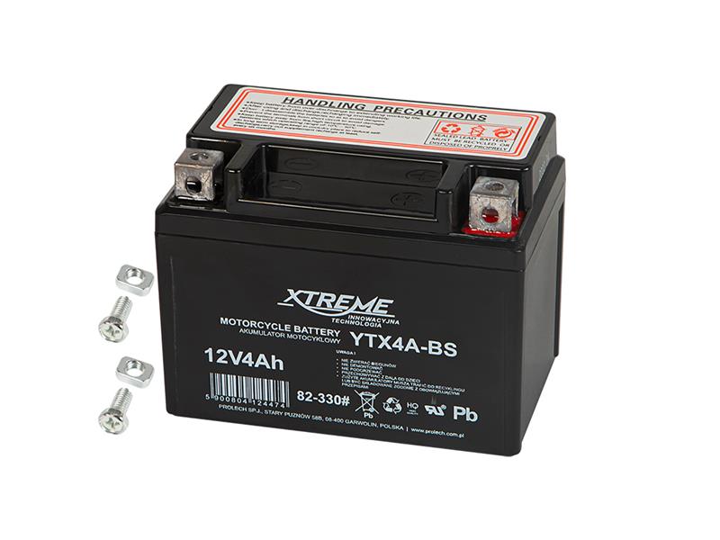 Baterie motocyklová 12V/4Ah XTREME YTX4A-BS
