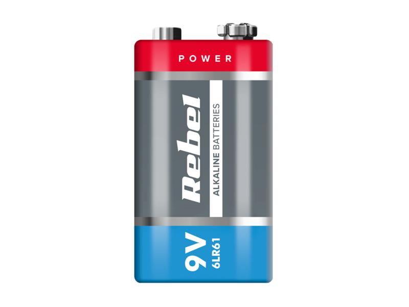 Baterie 9V (6LR61) alkalická REBEL 1ks / shrink BAT0062