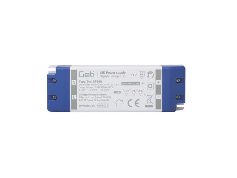 Zdroj spínaný pro LED 12V/ 80W GETI GPS80
