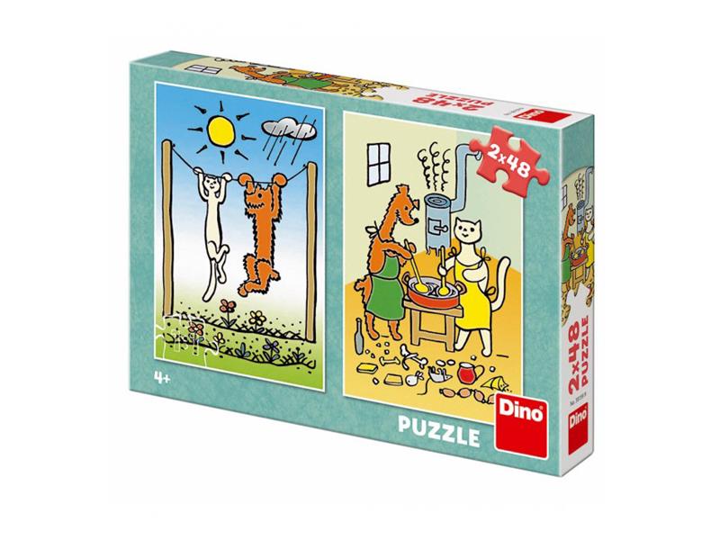 Puzzle DINO Pejsek a Kočička 2x48 dílků