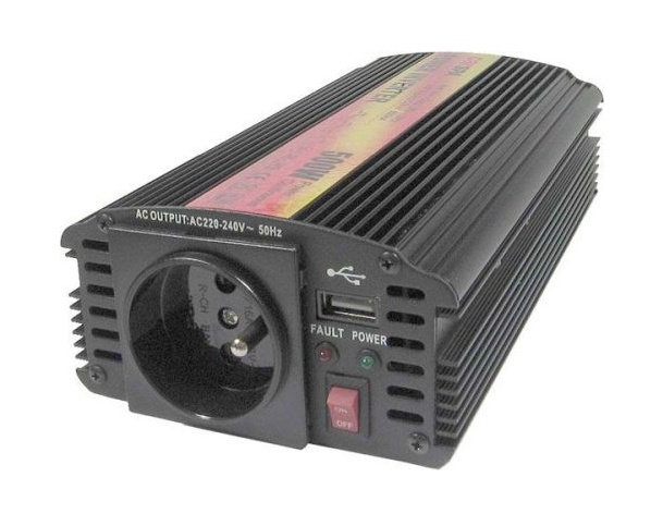 Měnič napětí CARSPA CAR 500 24V/230V 500W USB - rozbaleno - poškozený obal