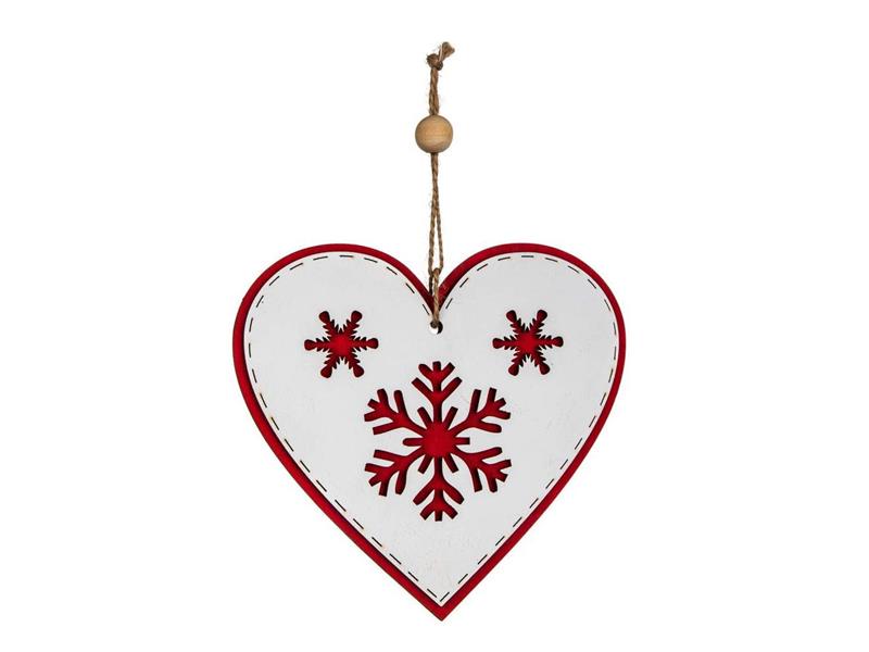Dekorace vánoční HOME DECOR Srdce bílé