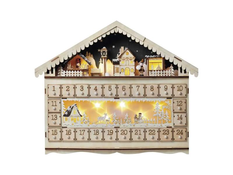 Dekorace vánoční EMOS DCWW01 dřevěná - LED adventní kalendář