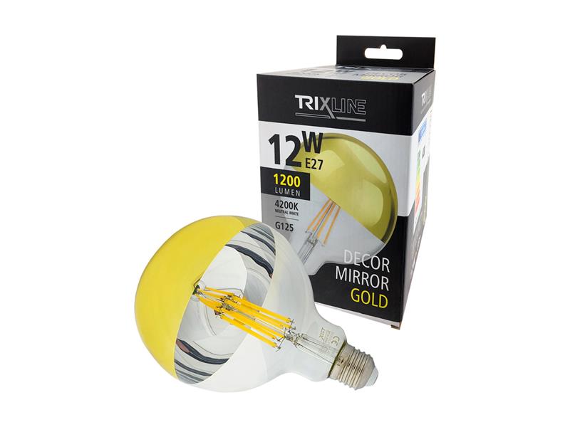 Žárovka LED E27 12W bílá přírodní TRIXLINE Decor Mirror G125 Gold