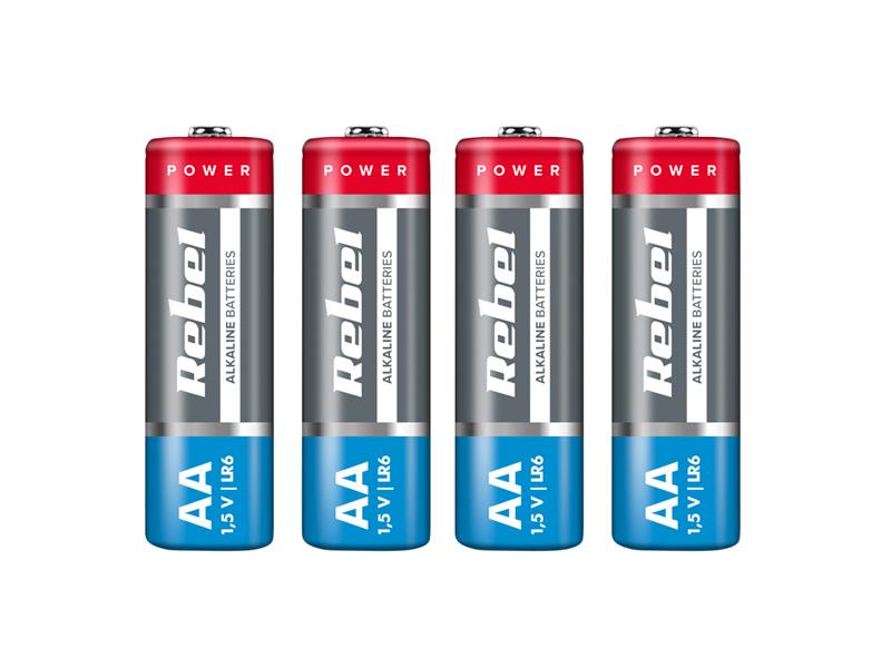 Baterie AA (R6) alkalická REBEL Alkaline 4ks / shrink BAT0061