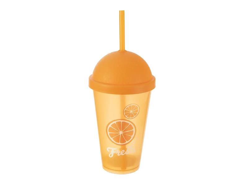 Pohár s víčkem a brčkem ORION Fresh orange 0