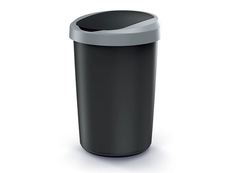 Koš odpadkový COMPACTA R FLAP černý s světle šedým víkem 40l