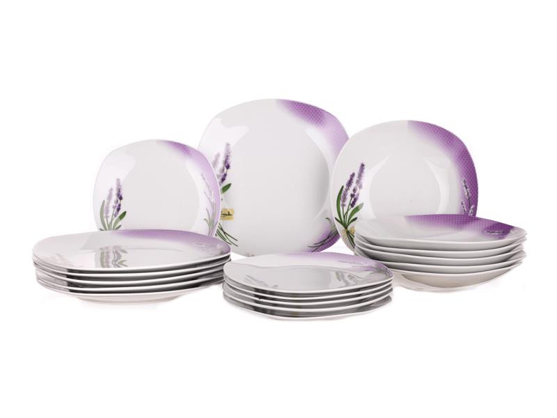 Sada jídelní BANQUET Lavender 18ks - rozbaleno - BEZ 1ks hlubokého talíře