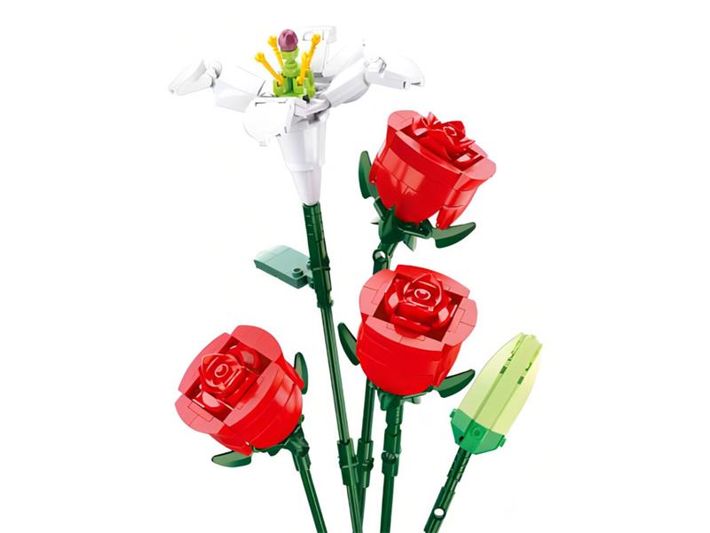 Stavebnice SLUBAN Flowers Růže s Lilií