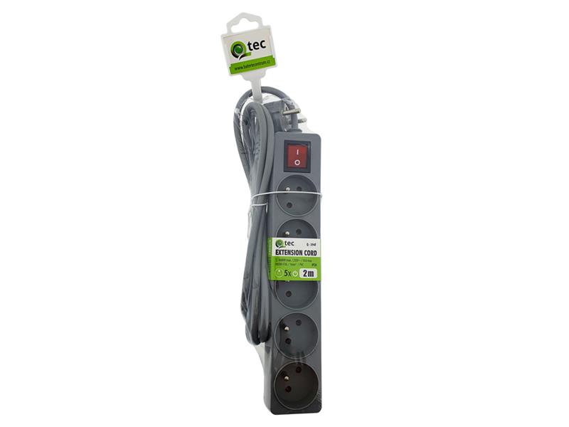 Prodlužovací kabel 5 zásuvek 2m QTEC Q-394F s vypínačem