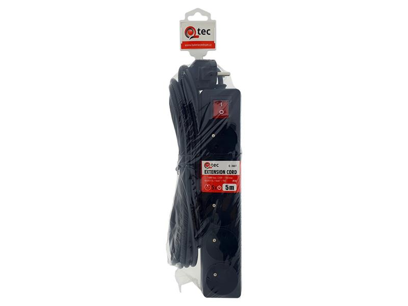 Prodlužovací kabel 5 zásuvek 5m QTEC Q-366F s vypínačem