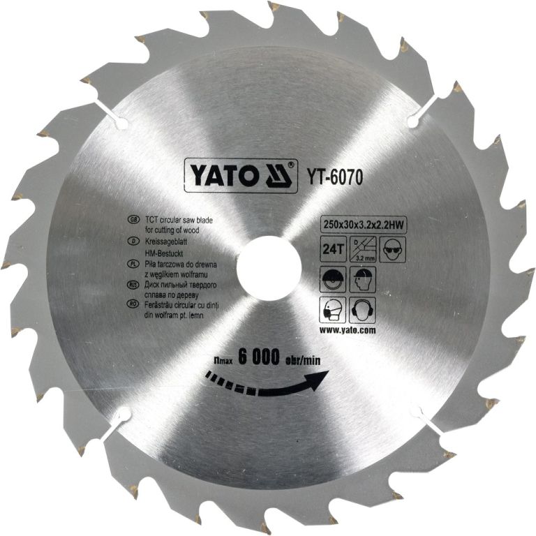 Kotouč na dřevo 250 x 30 mm 24z Yato