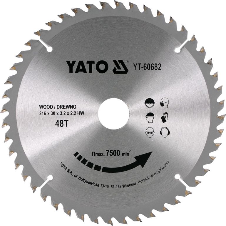 Kotouč na dřevo 216 x 30 mm 48z Yato