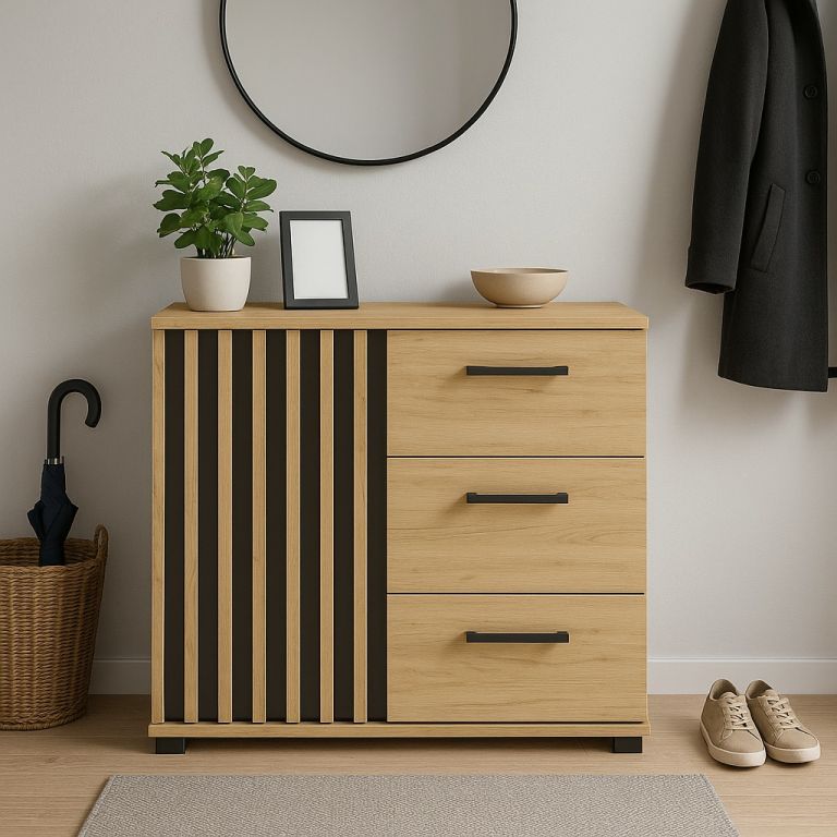 Loftová komoda se 3 šuplíky 80 cm